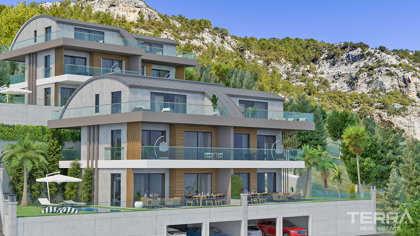 Villen mit Meerblick in Alanya Tepe Entworfen, um Privatsphäre und Komfort zu bieten - 70167