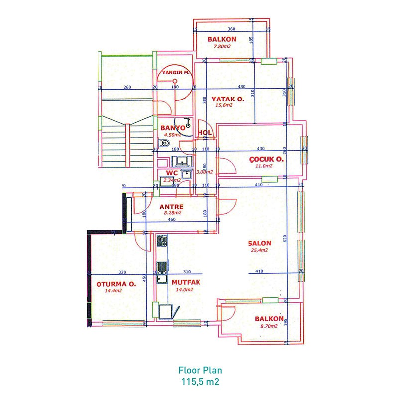 Große 3 Zimmerwohnung im beliebten Orion City in Avsallar - 2271