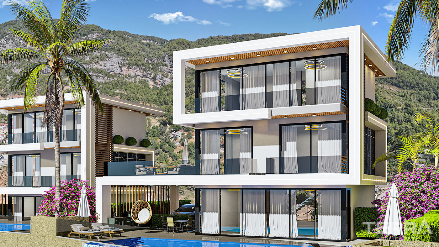 Spacious Luxury Alanya Villas with Private Pool and Sea View in Bektaş - 73371