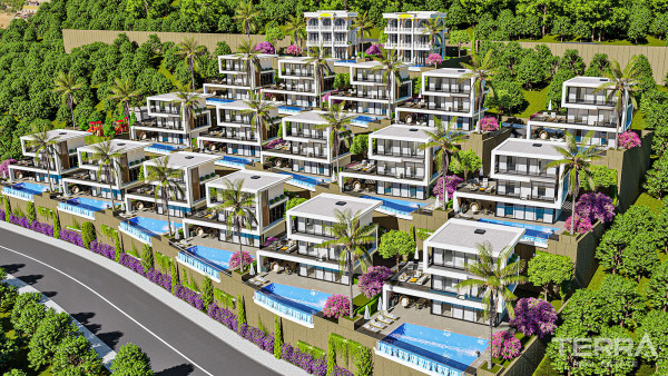 Spacious Luxury Alanya Villas with Private Pool and Sea View in Bektaş