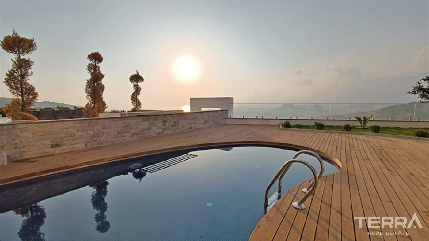 Furnished 4+1 Private Villa with Panoramic View in Alanya Kargıcak - 73558