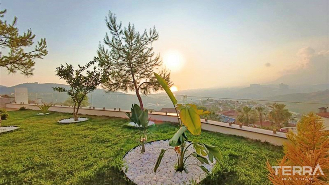 Furnished 4+1 Private Villa with Panoramic View in Alanya Kargıcak - 73564