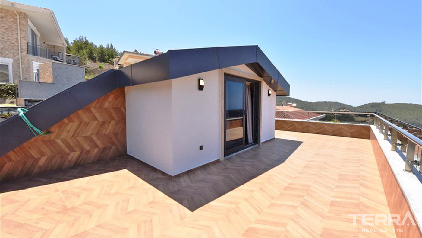 Furnished 4+1 Private Villa with Panoramic View in Alanya Kargıcak - 73574