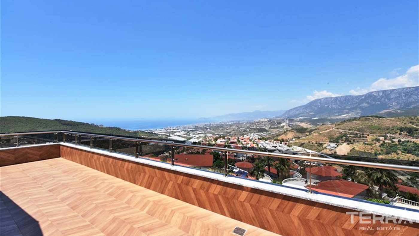 Furnished 4+1 Private Villa with Panoramic View in Alanya Kargıcak - 73575