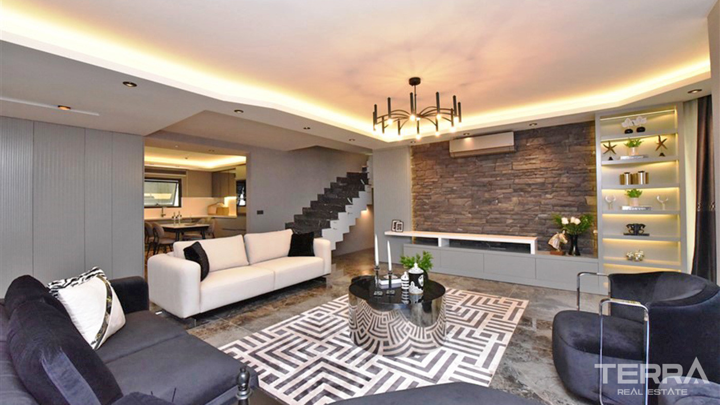 Furnished 4+1 Private Villa with Panoramic View in Alanya Kargıcak - 73579