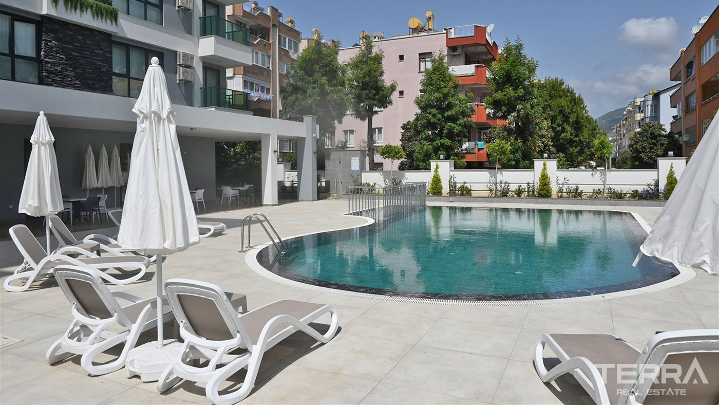 Alanya Merkezde Tamamen Eşyalı ve Plaja 350 m Mesafede Yeni Daireler - 103846
