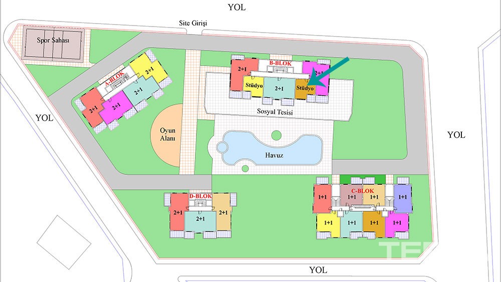 Komplett eingerichtetes Studio Apartment in Avsallar, Alanya - 2529