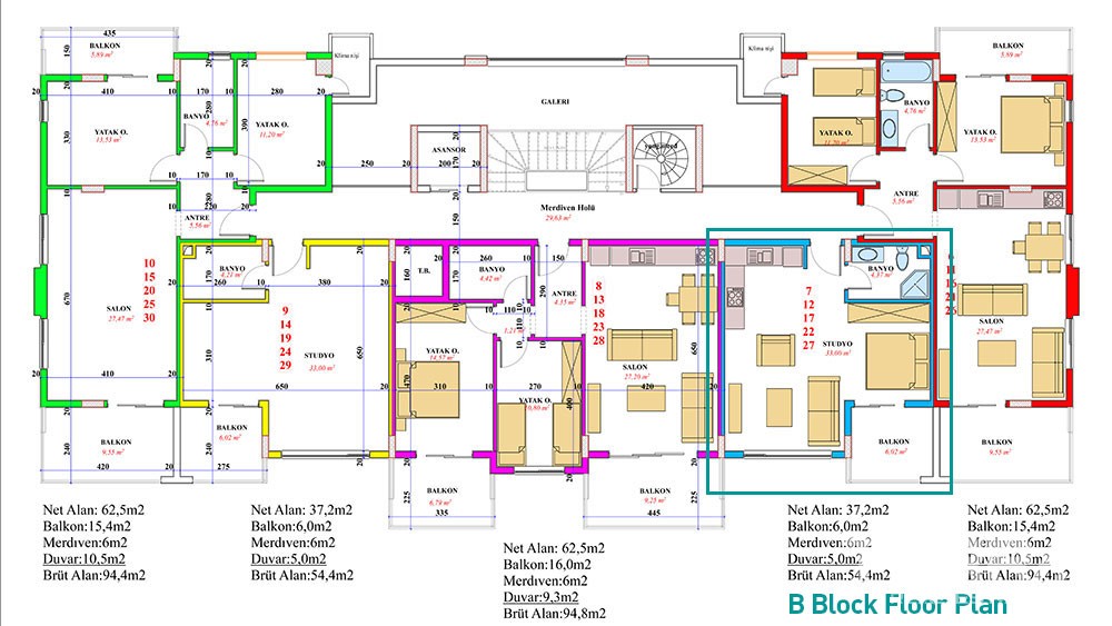 Komplett eingerichtetes Studio Apartment in Avsallar, Alanya - 2530