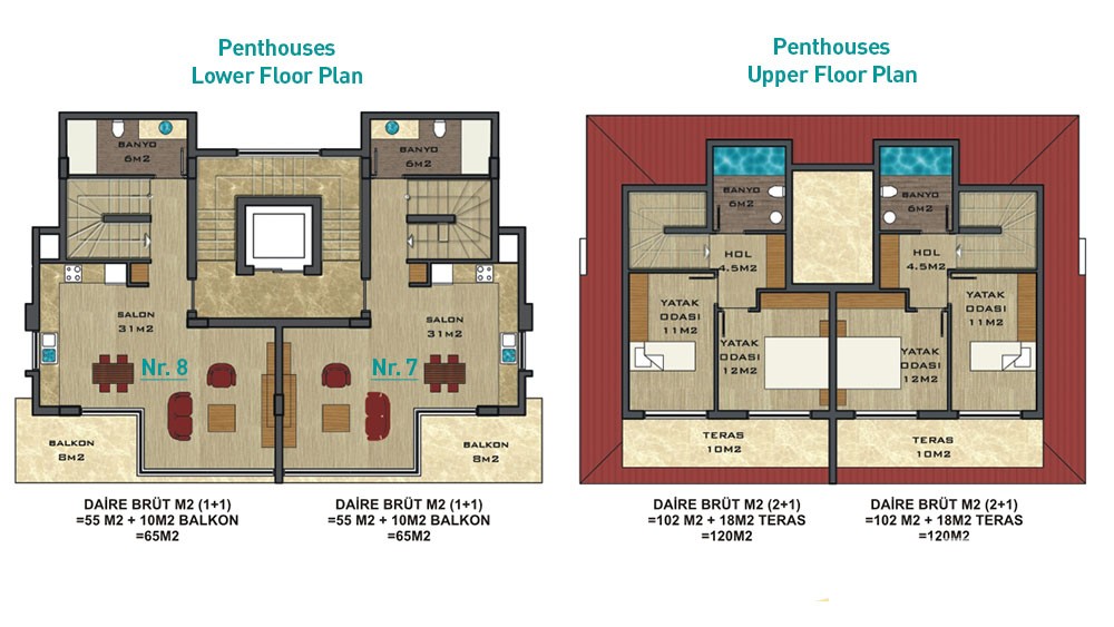 1 bedroom apartments near Cleopatra Beach in central Alanya - 2628