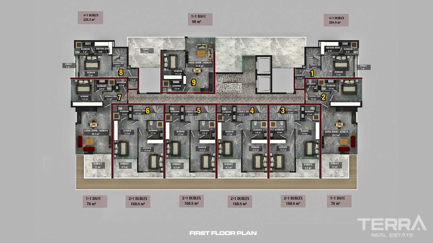 Alanya Apartments Near the Beach with Unobstructed Sea View - 101370