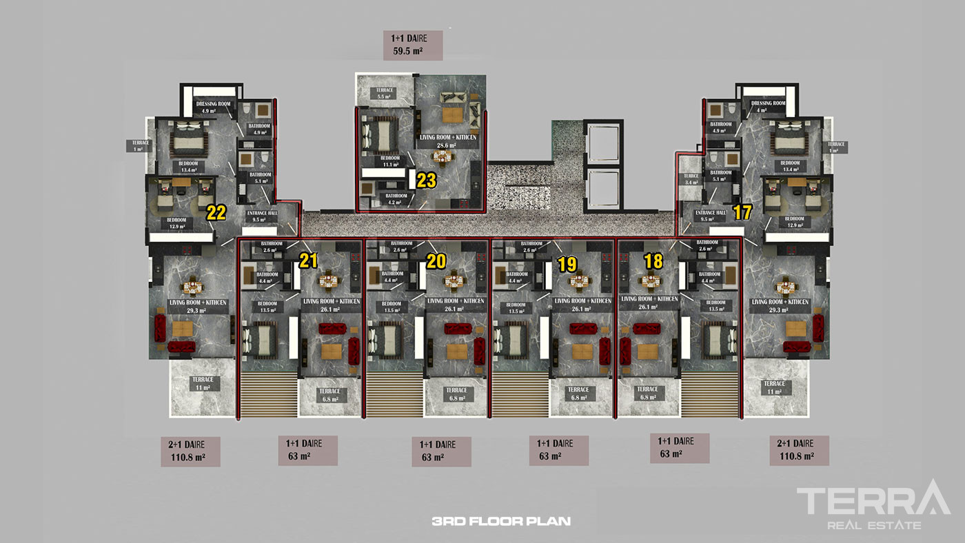 Alanya Apartments Near the Beach with Unobstructed Sea View - 101372