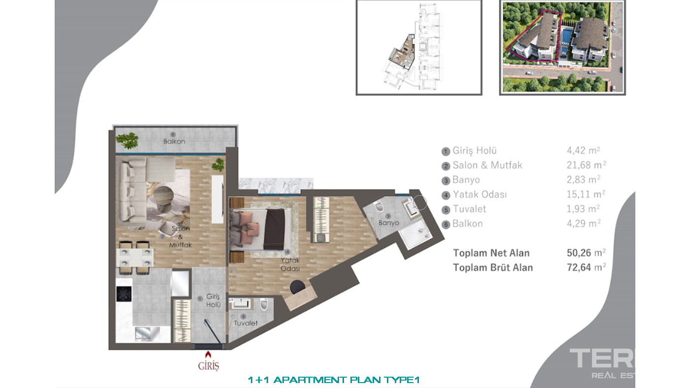 Apartments with Luxury Touches in a Low-Rise Complex in Antalya, Lara - 76440