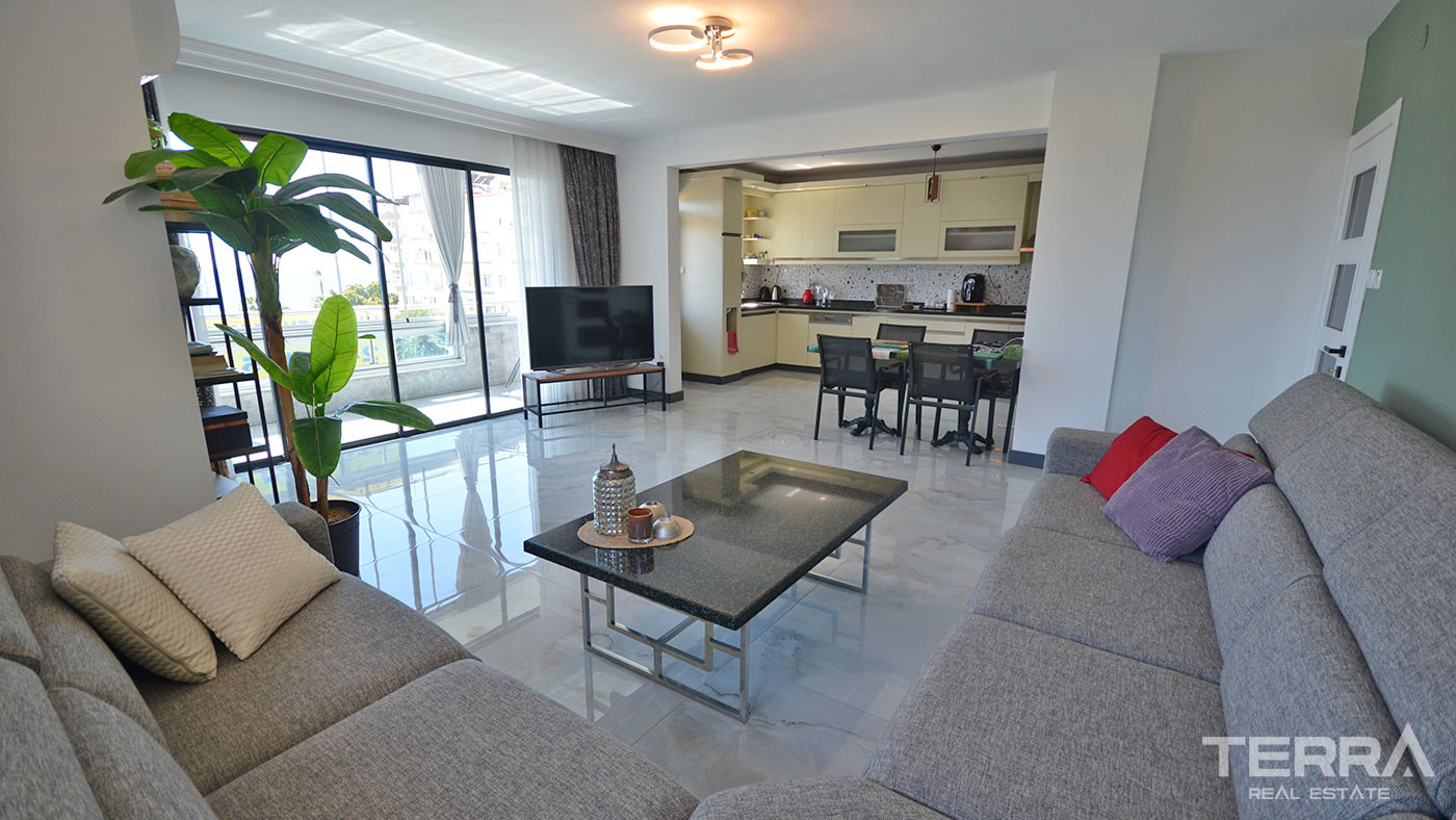 Spacious Furnished Apartment with an Amazing Sea View in Alanya - 76376