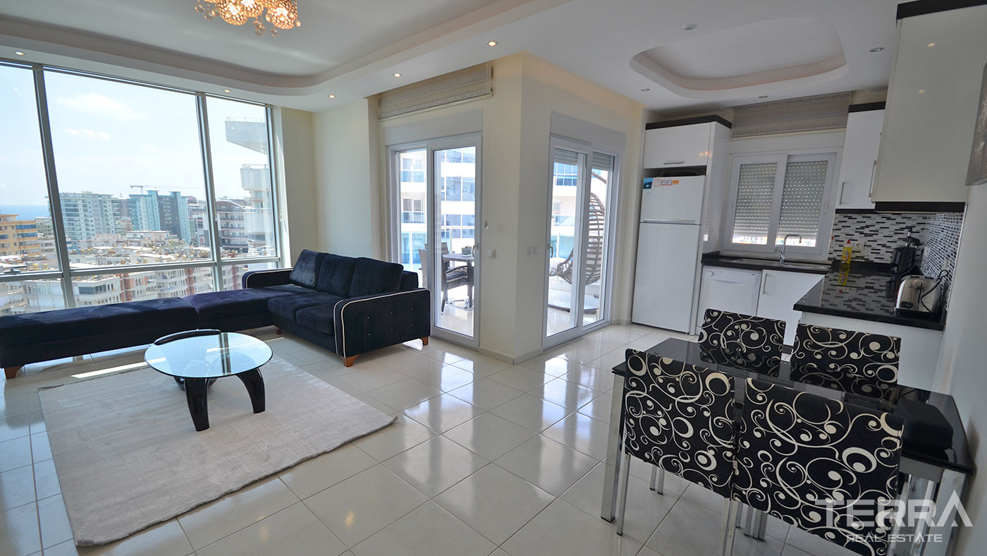 Apartament z widokiem na morze i udogodnieniami w Yekta Plaza w Alanyi - 78570