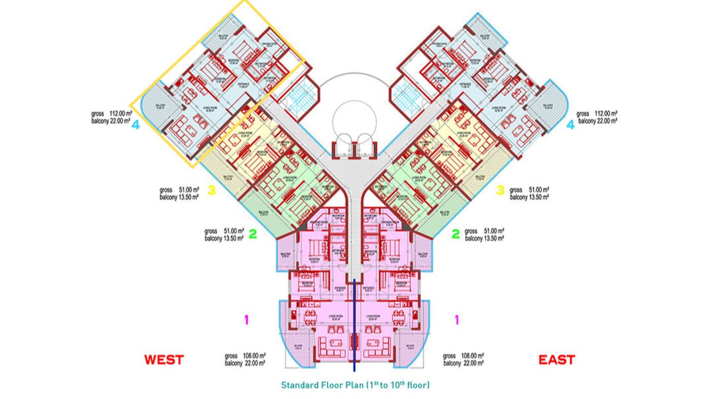 Apartament z widokiem na morze i udogodnieniami w Yekta Plaza w Alanyi - 78582