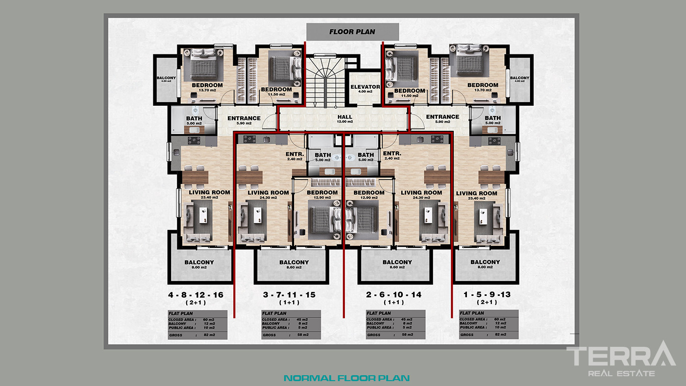 Apartamenty z widokiem na morze w Alanyi w spokojnej Çıplaklı - 80176