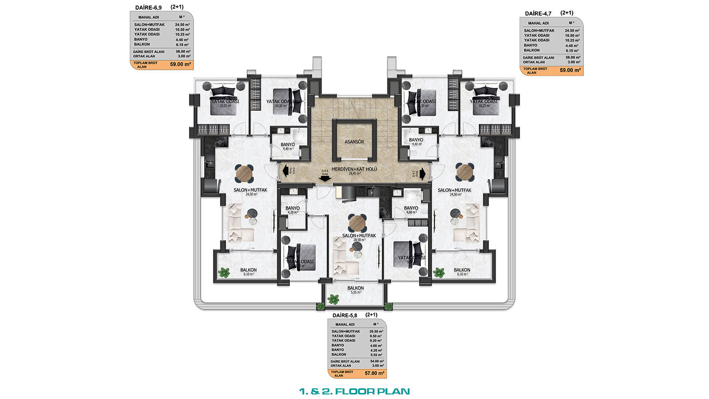Luxury Designed Oba Apartments Close to Alanya Center - 81801