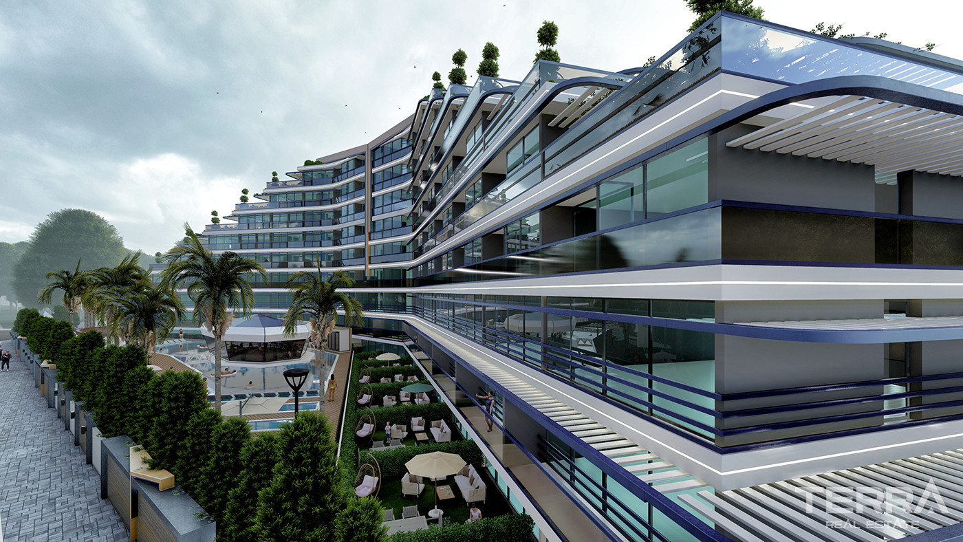 Sea View Flats for Sale in Antalya within a Large Complex