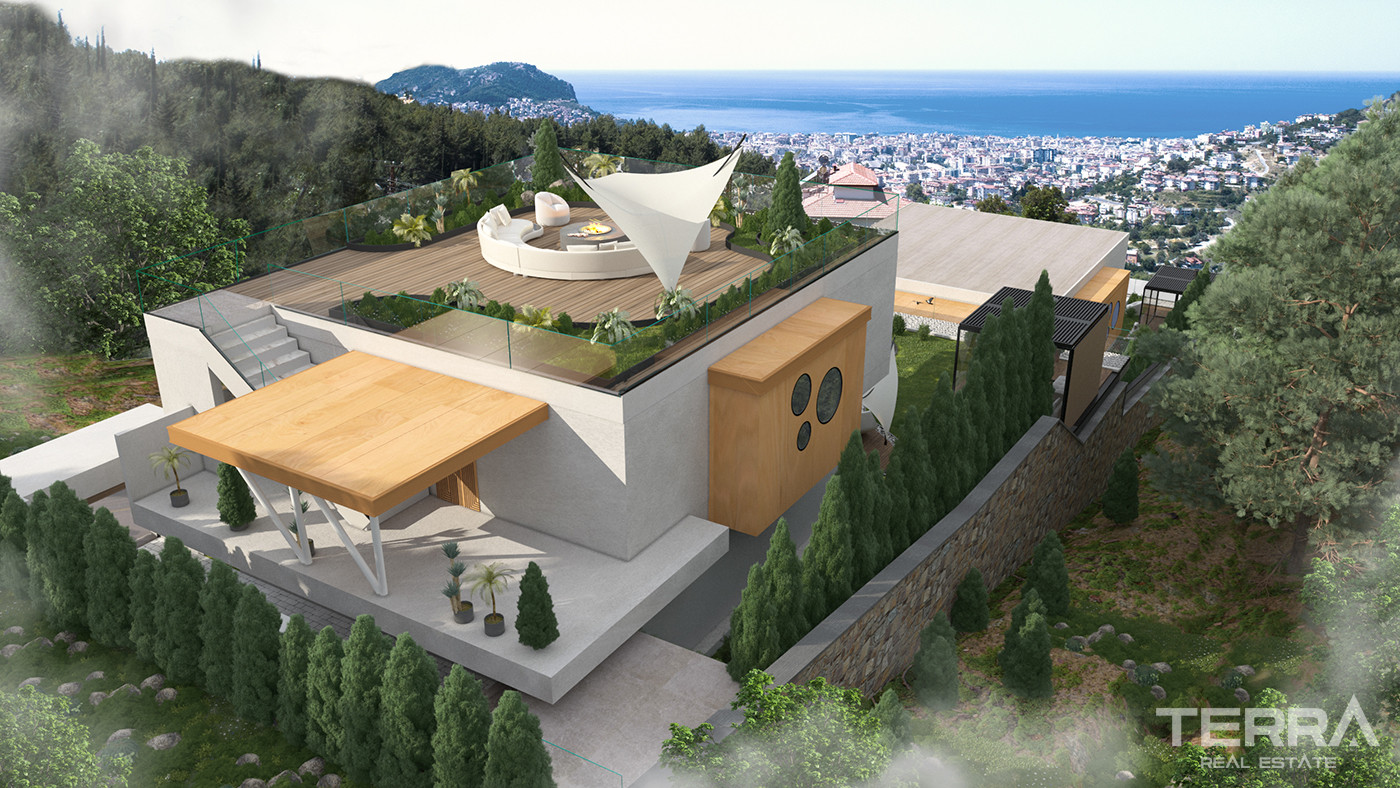 Spacious 3+1 Twin Villa with a Stunning Sea View in Alanya, Bektaş