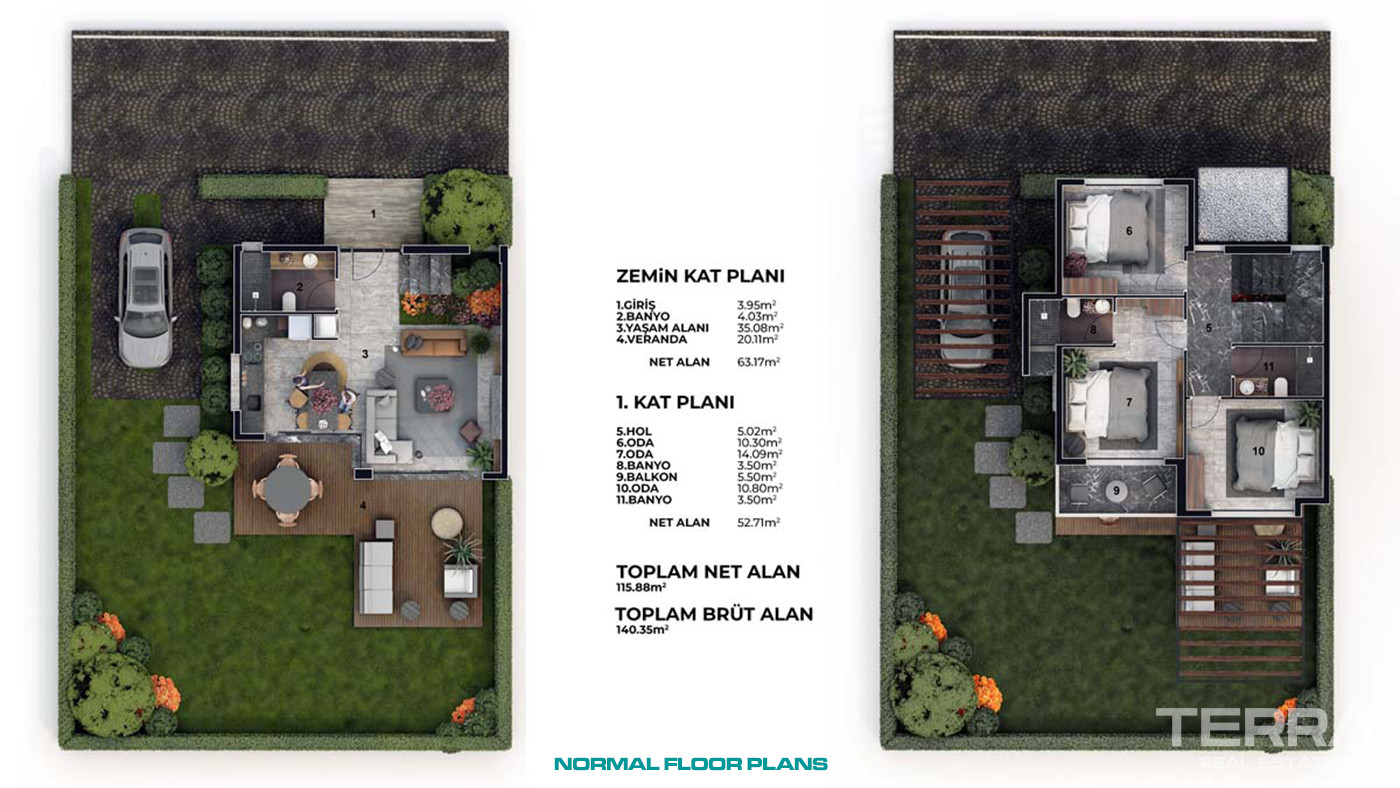 3+1 Semi-Detached Villas with Smart Home Systems in Bodrum - 82984