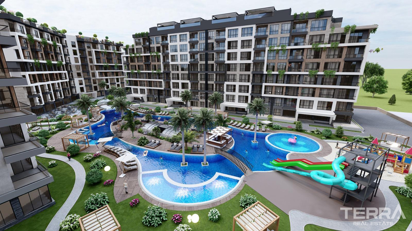 Luksusowe udogodnienia w apartamentach z dużym basenem w Antalyi