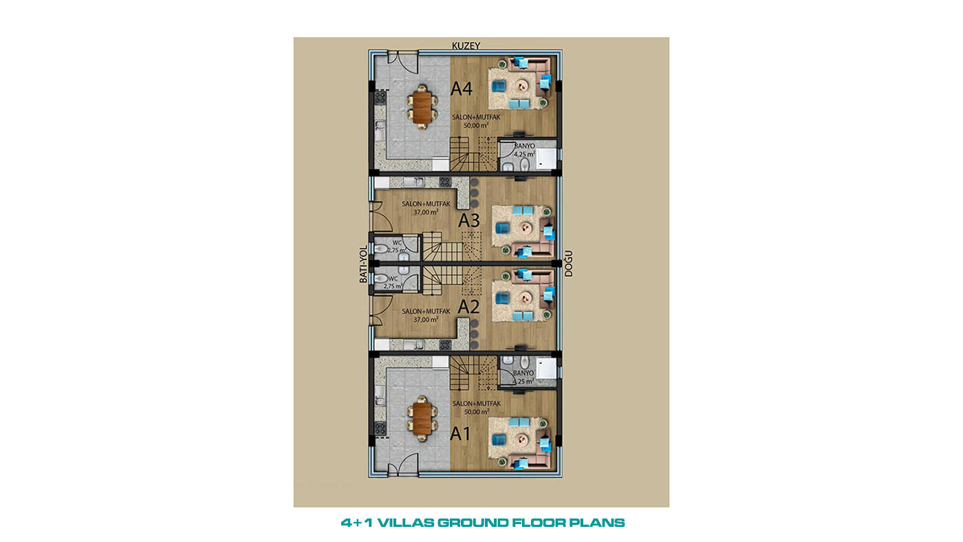Luxurious Turnkey Triplex Villas in Antalya Kundu Near the Sea - 85648