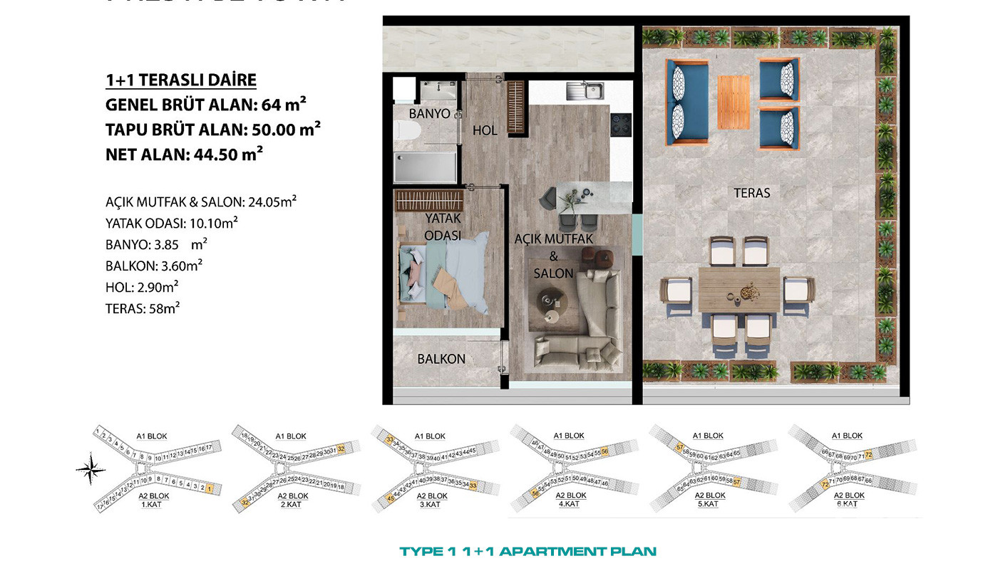 High Living Standarts with Apartments in Tranquil Kepez, Antalya - 87860