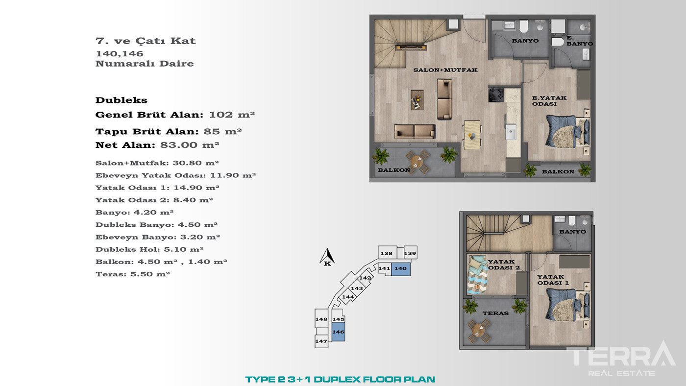 Contemporary Style Apartments in a New Area of Altıntaş, Antalya - 88406