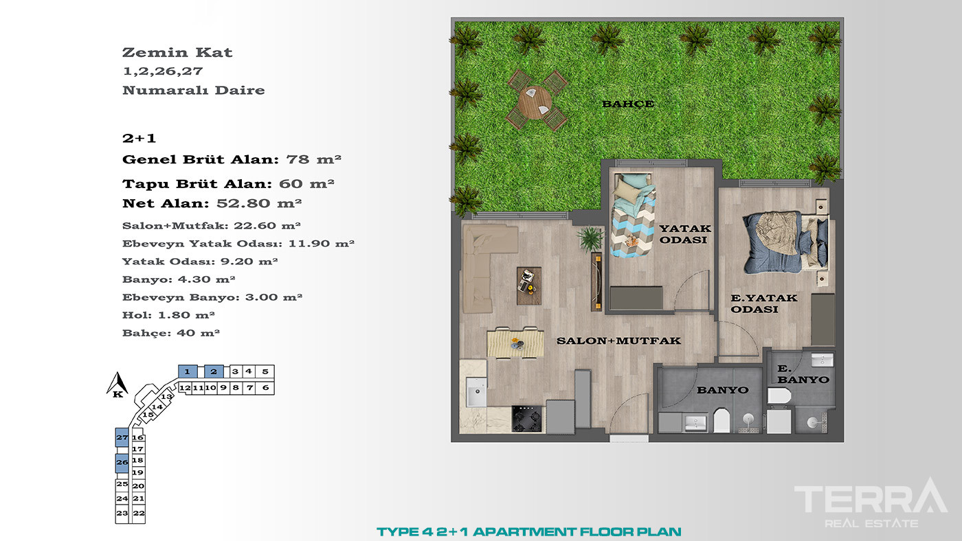 Contemporary Style Apartments in a New Area of Altıntaş, Antalya - 88407