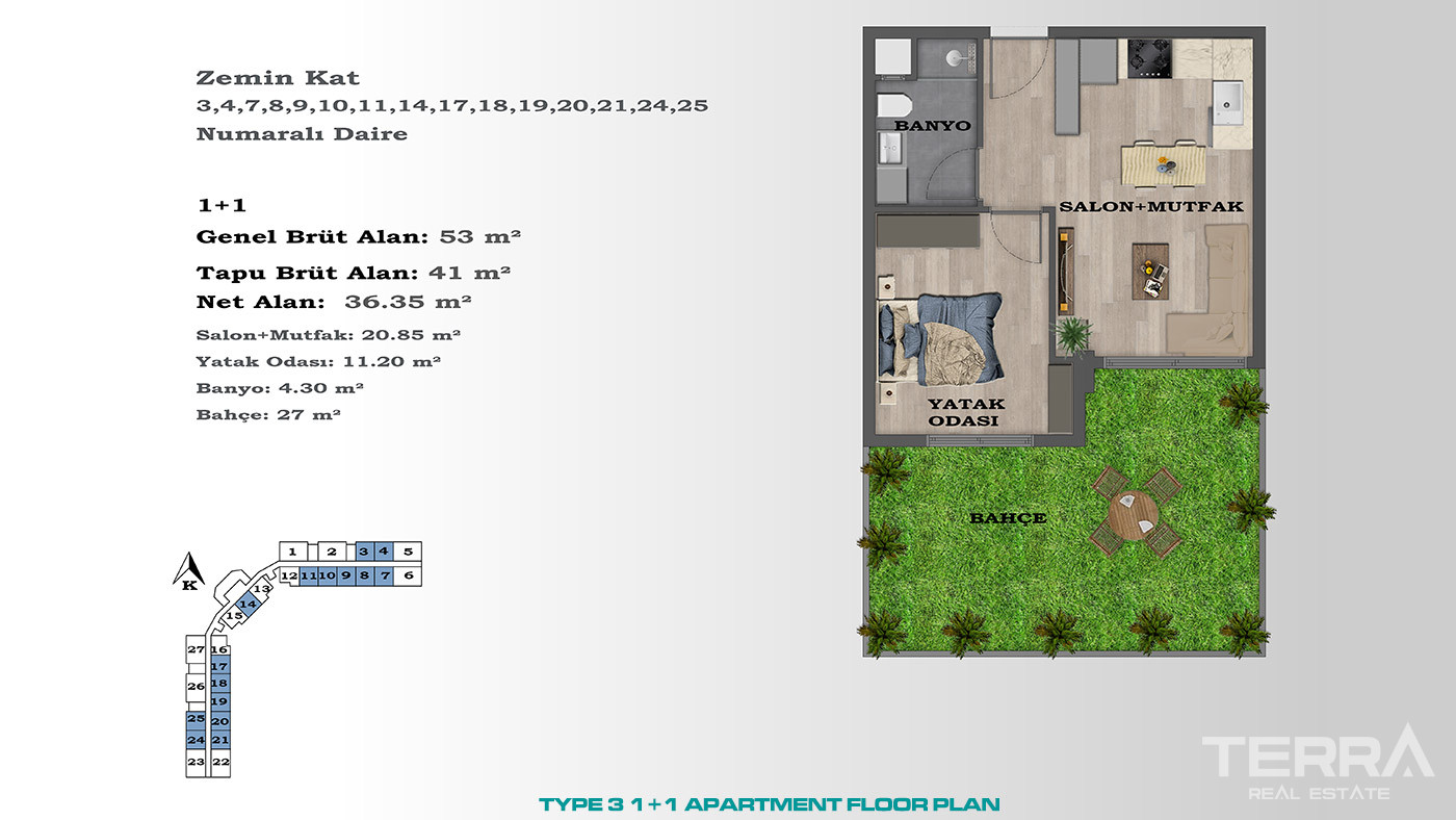 Contemporary Style Apartments in a New Area of Altıntaş, Antalya - 88410