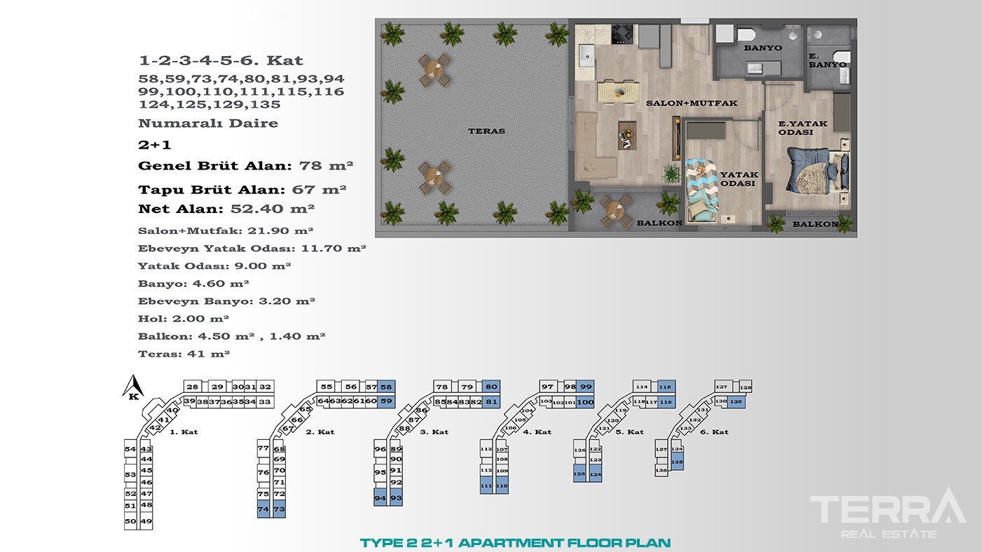 Contemporary Style Apartments in a New Area of Altıntaş, Antalya - 88414