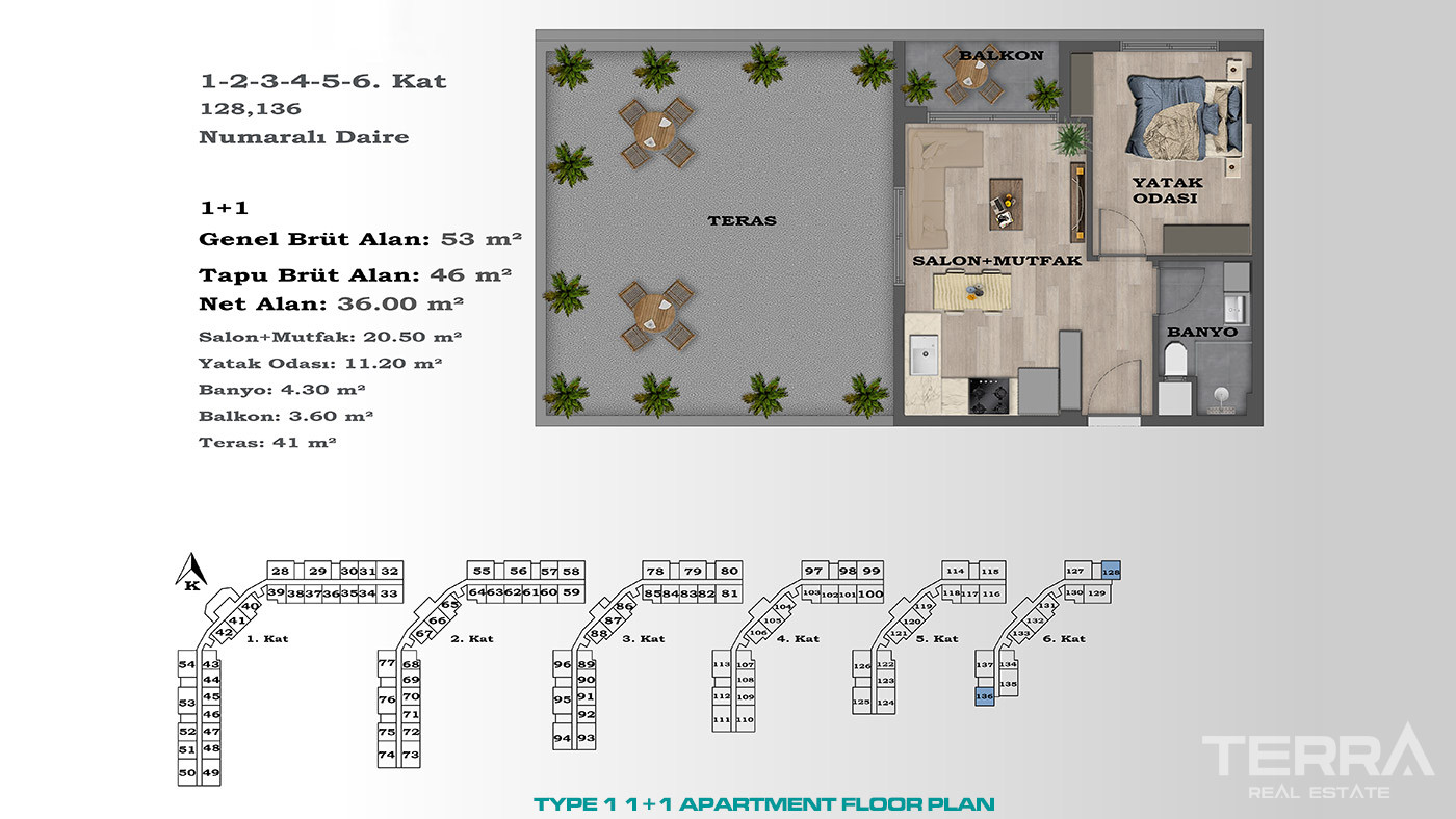 Contemporary Style Apartments in a New Area of Altıntaş, Antalya - 88420