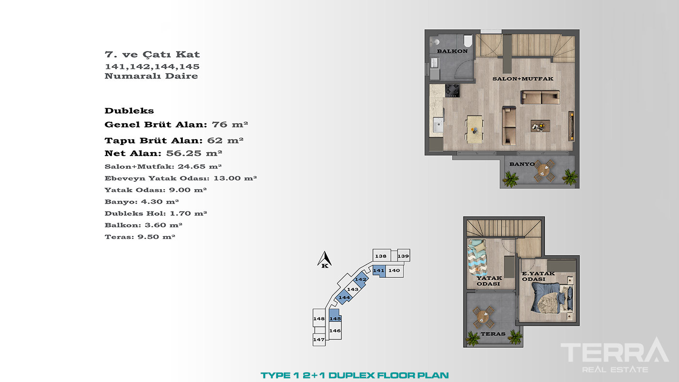 Contemporary Style Apartments in a New Area of Altıntaş, Antalya - 88425