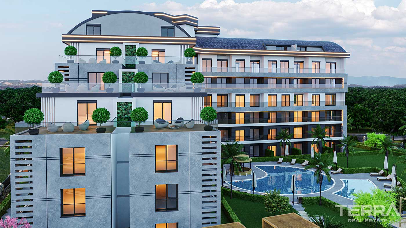 Mehrere soziale Annehmlichkeiten von stilvollen Antalya Apartments in Altıntaş - 88867