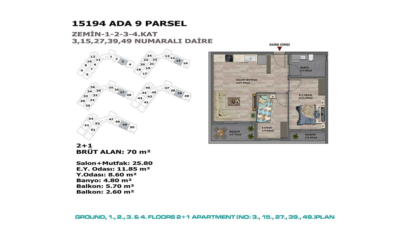 Mehrere soziale Annehmlichkeiten von stilvollen Antalya Apartments in Altıntaş - 88873
