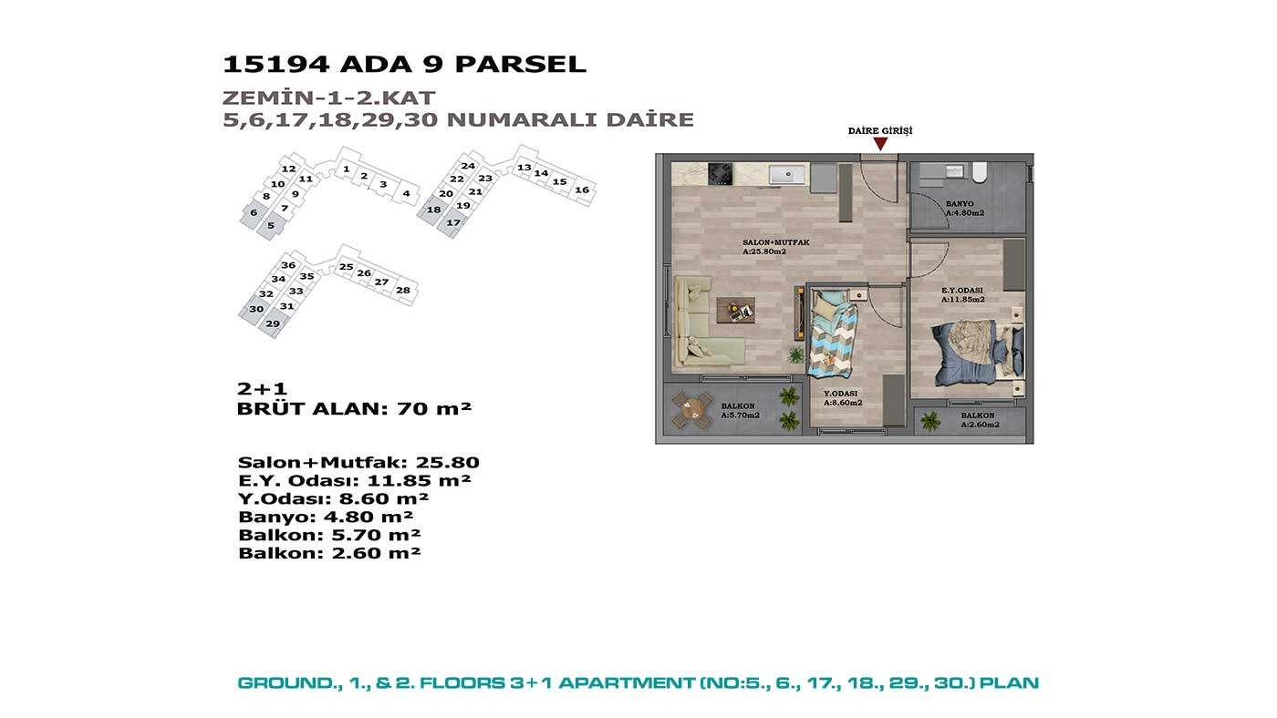 Mehrere soziale Annehmlichkeiten von stilvollen Antalya Apartments in Altıntaş - 88875