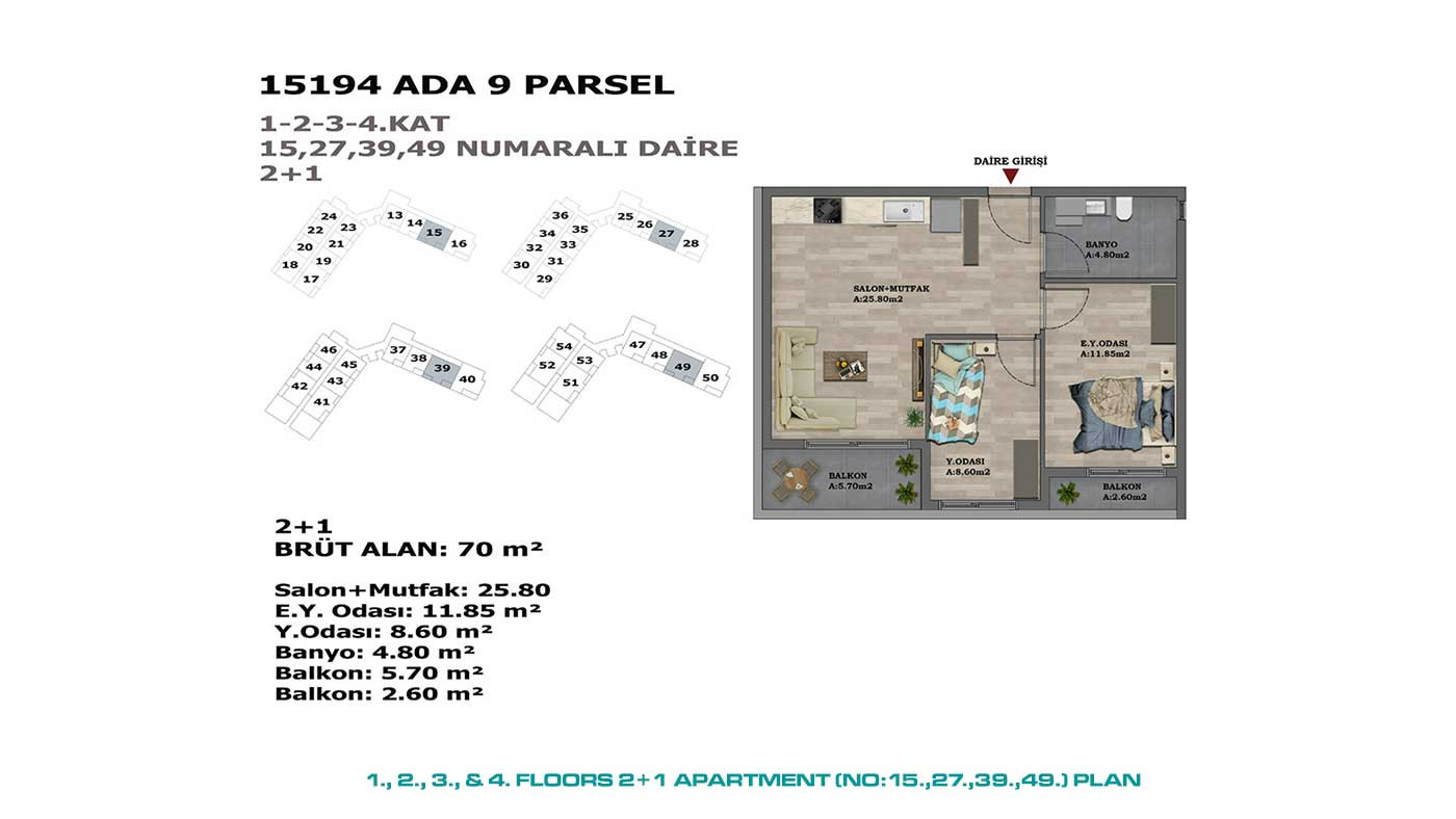 Mehrere soziale Annehmlichkeiten von stilvollen Antalya Apartments in Altıntaş - 88878