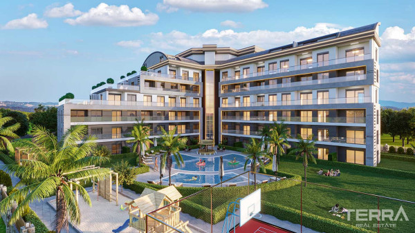 Mehrere soziale Annehmlichkeiten von stilvollen Antalya Apartments in Altıntaş