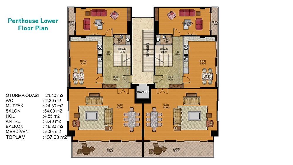 Exklusive Penthouse-Wohnungen in Nord Alanya - 4506