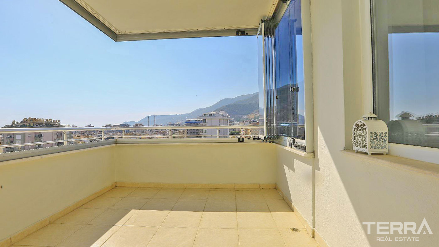 Apartament 2+1 z widokiem na morze i zamek w doskonałej lokalizacji w centrum Alanyi - 96439
