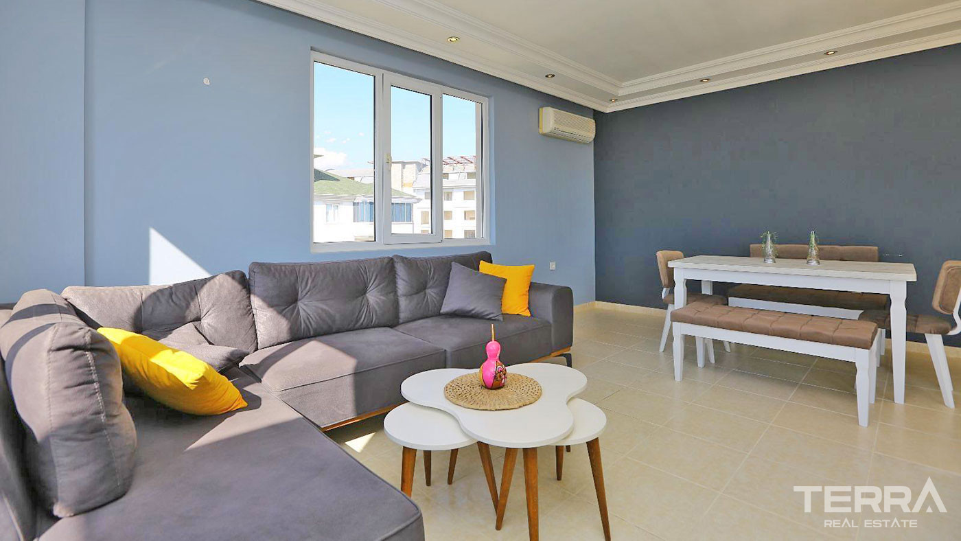 Apartament 2+1 z widokiem na morze i zamek w doskonałej lokalizacji w centrum Alanyi - 96452