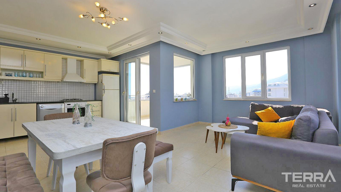 Apartament 2+1 z widokiem na morze i zamek w doskonałej lokalizacji w centrum Alanyi - 96459