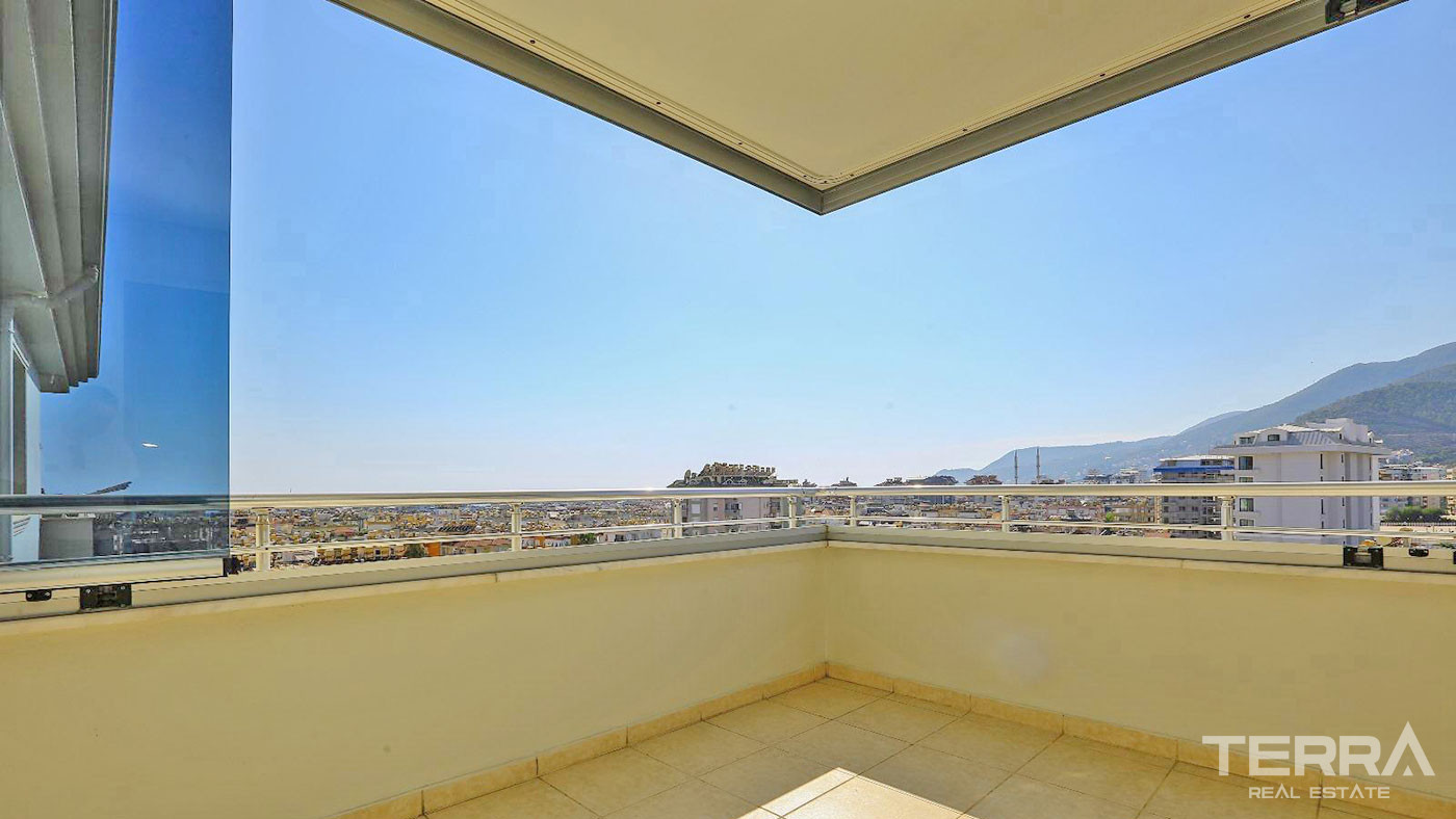 Apartament 2+1 z widokiem na morze i zamek w doskonałej lokalizacji w centrum Alanyi - 96460