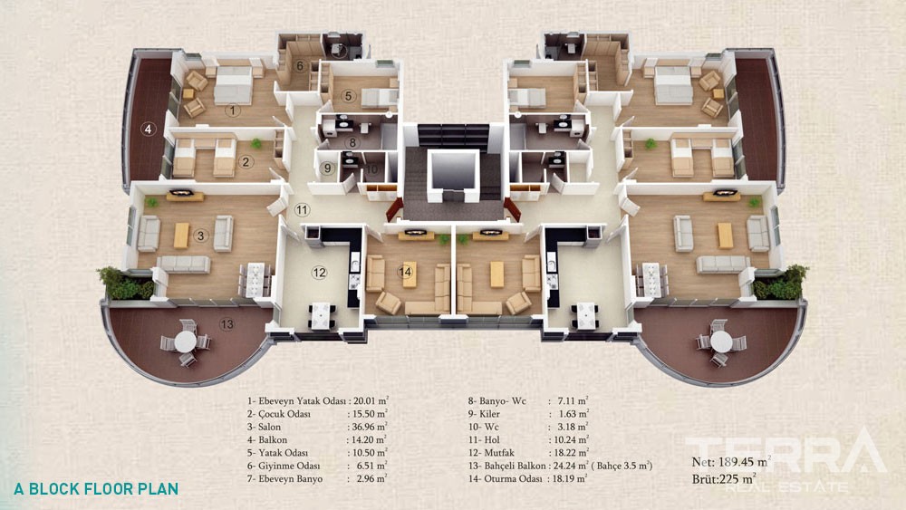 Geräumigen Apartments in der Nähe von Alanya Stadtzentrum - 4592