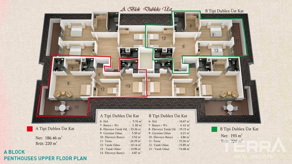 Geräumigen Apartments in der Nähe von Alanya Stadtzentrum - 4595