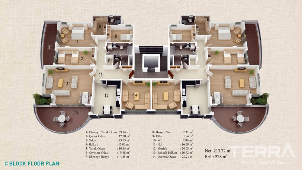 Geräumigen Apartments in der Nähe von Alanya Stadtzentrum - 4600