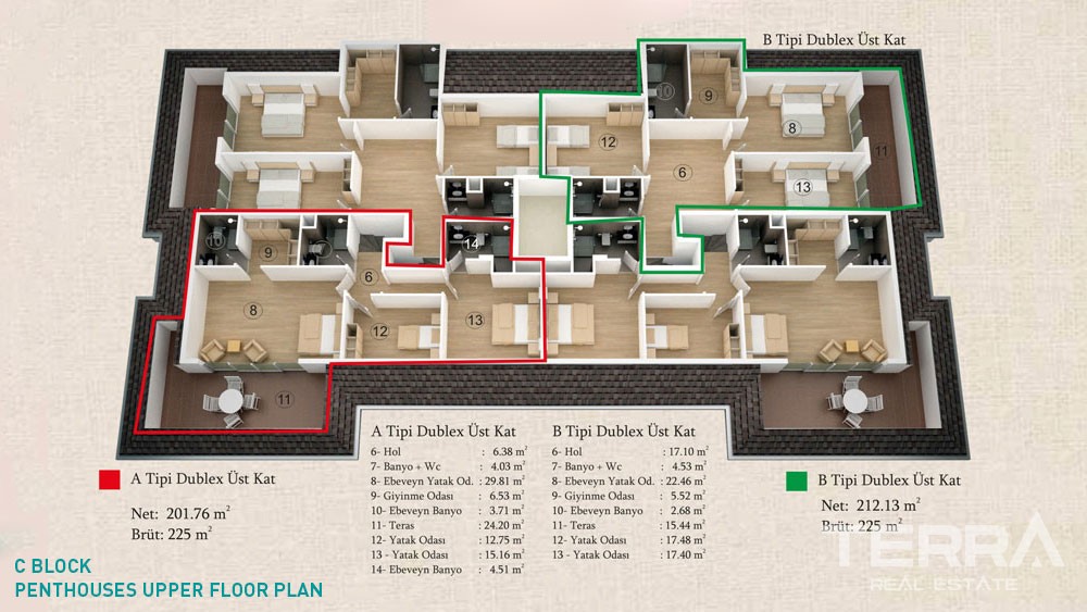 Geräumigen Apartments in der Nähe von Alanya Stadtzentrum - 4602