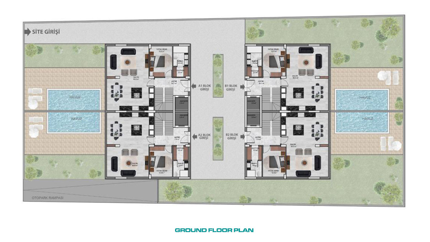 Semi-Detached Antalya Villas with Exclusive Amenities in Konyaaltı - 101096