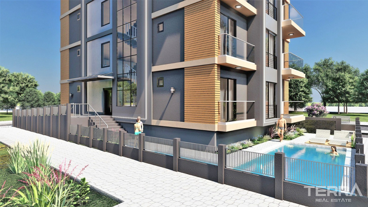 Central Apartments with Shared Pool and Modern Amenities in Alanya - 101558