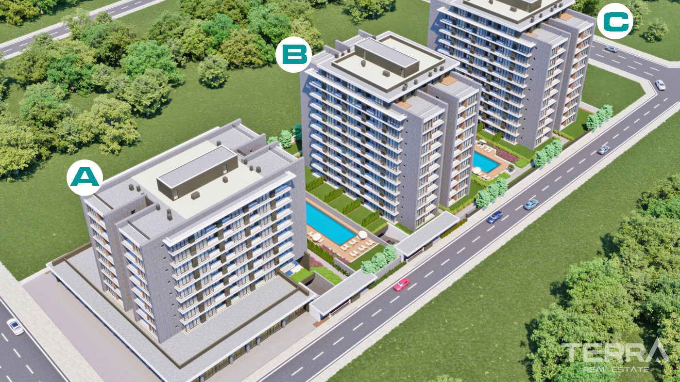 New Apartments in a Complex with Indoor Car Park in Altıntaş, Antalya - 101640